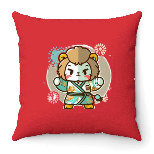 Lion kimono Throw Pillows