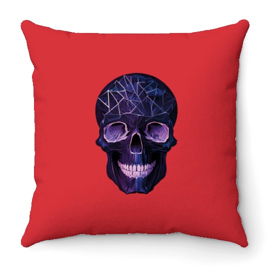 Purple Violet Geometric Design Skull Throw Pillows