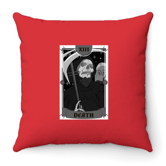 Anime Tarot Card Death Grim Reaper Occult Gothic W Throw Pillows