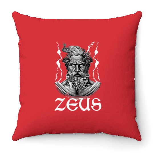 Zeus God Lightning Greek Mythology Throw Pillows