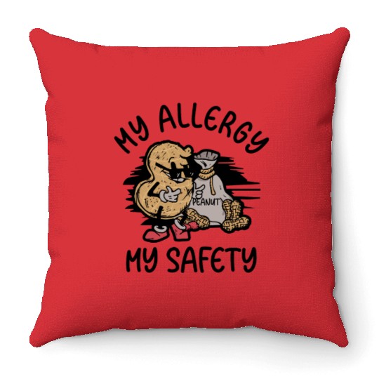 My Allergy My Safety Peanut Allergic Throw Pillows