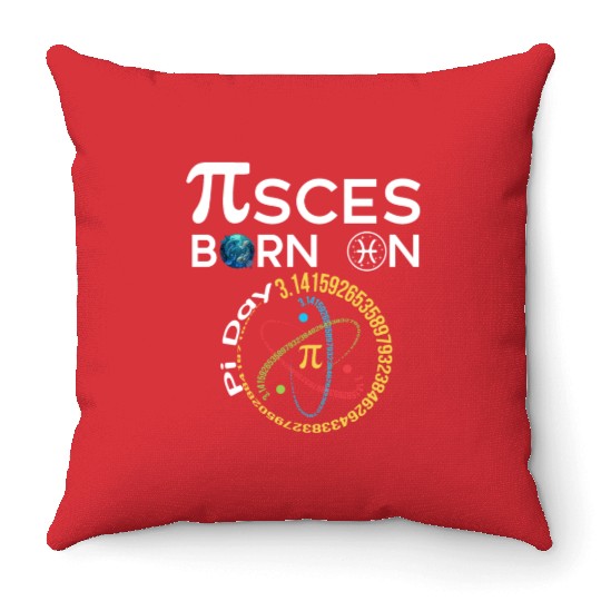 Pi Day Birthday Baby Born on Pi Day Pisces Throw Pillows