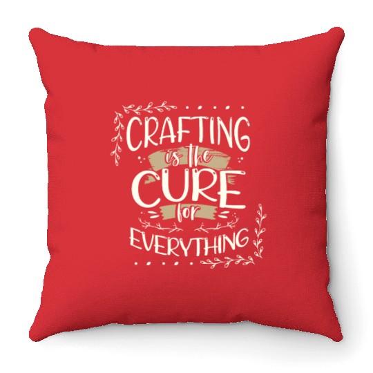 Crafter Gift Cats are the Cure for Everything Throw Pillows