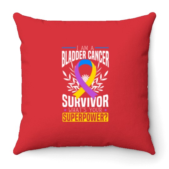 Bladder Cancer Survivor Bladder Cancer Awareness Throw Pillows
