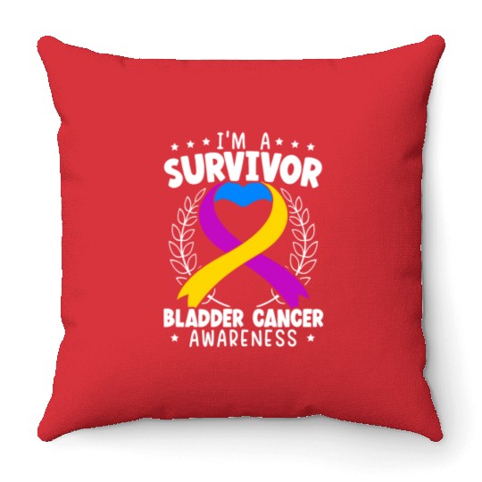 Bladder Cancer Survivor Bladder Cancer Awareness Throw Pillows