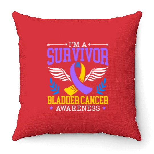 Bladder Cancer Survivor Bladder Cancer Awareness Throw Pillows