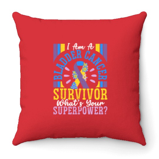 Bladder Cancer Survivor Bladder Cancer Awareness Throw Pillows