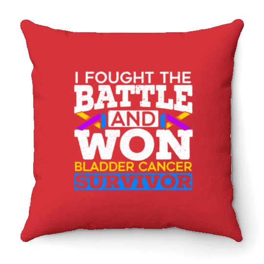 Fought The Battle And Won Bladder Cancer Survivor Throw Pillows