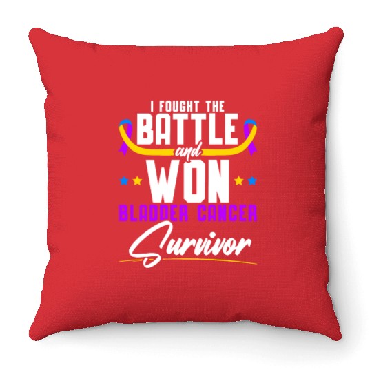 Fought The Battle And Won Bladder Cancer Survivor Throw Pillows
