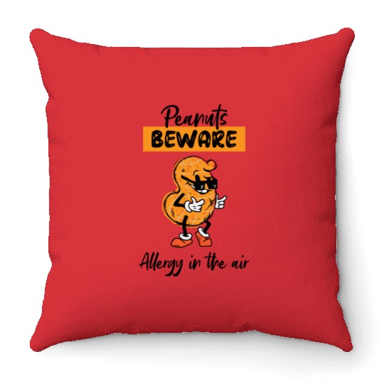 Peanuts Beware Allergy In The Air Peanut Allergic Throw Pillows