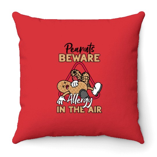 Peanuts Beware Allergy In The Air Peanut Allergic Throw Pillows