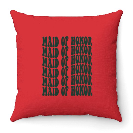 Bachelorette Party Maid Of Honor Emerald Green Throw Pillows