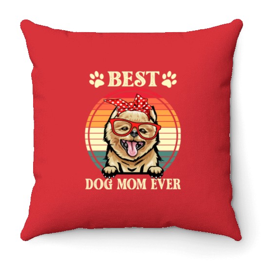 Funny Best Pomeranian Dog Mom For Dog Lover Throw Pillows