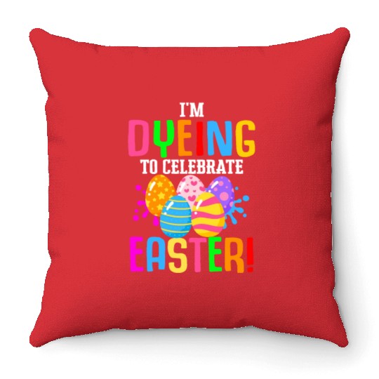 Easter Colorful Egg Dye Rabbit Egg Hunt Throw Pillows
