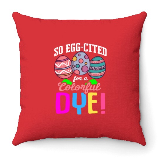 Easter Colorful Egg Dye Rabbit Egg Hunt Throw Pillows