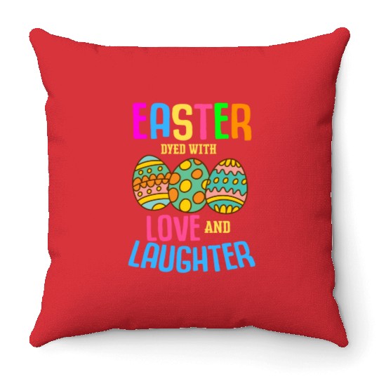 Easter Colorful Egg Dye Rabbit Egg Hunt Throw Pillows