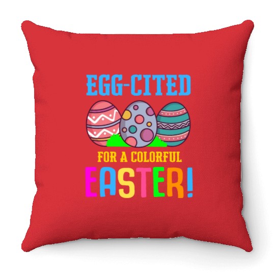 Easter Colorful Egg Dye Rabbit Egg Hunt Throw Pillows