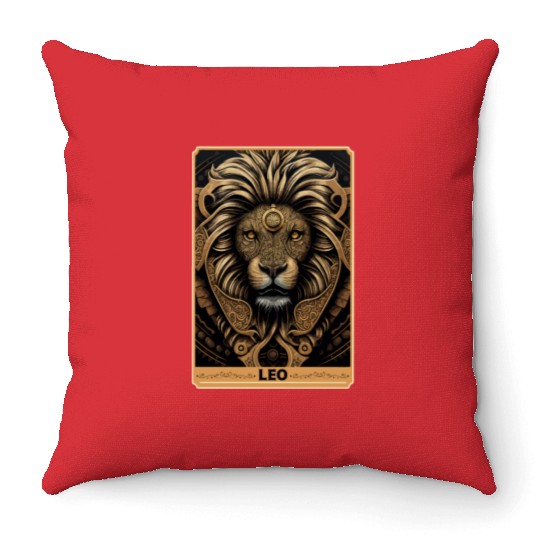 Leo Astrology Sign Lion Zodiac Tarot Card Occult W Throw Pillows