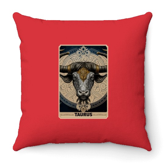 Taurus Astrology Starsign Zodiac Tarot Card Witch Throw Pillows