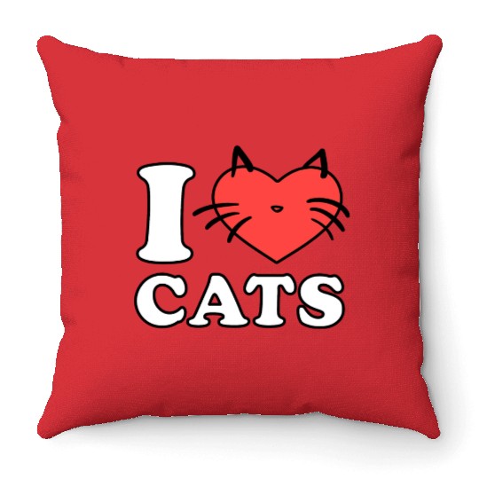 i love cats Throw Pillows