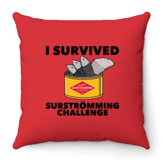 I Survived Surstromming Swedish Food Surstrommings Throw Pillows