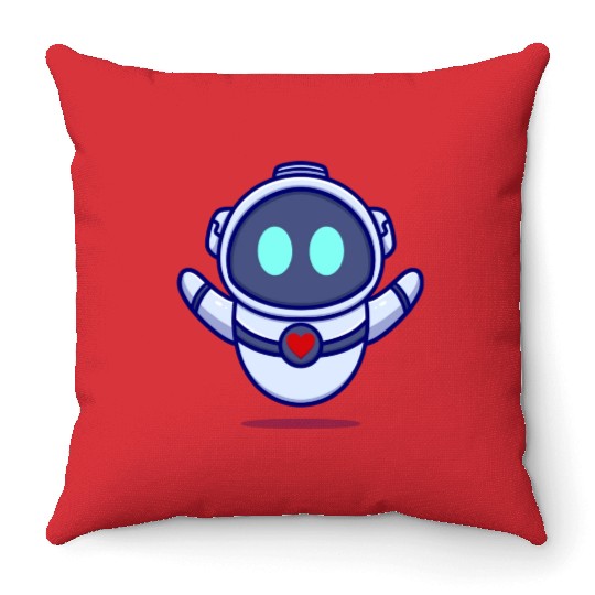 Cute robot cartoon icon illustration gifts Throw Pillows
