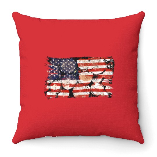 The Usa Flag Tree Trunks America Patriotism Throw Pillows