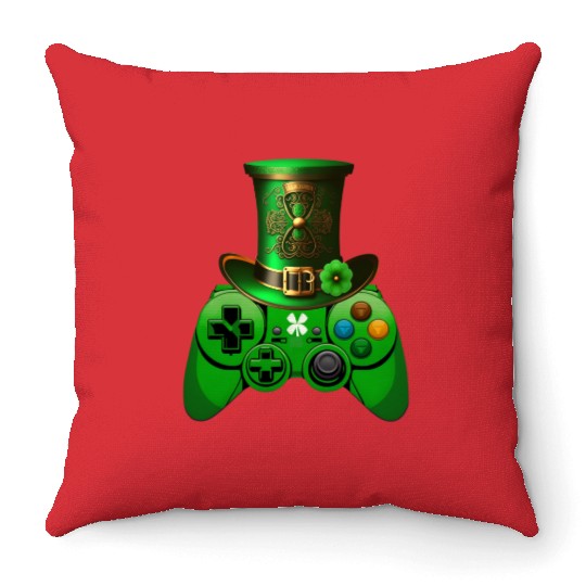 St Patricks Day Video Game Throw Pillows | Gamer Leprechau