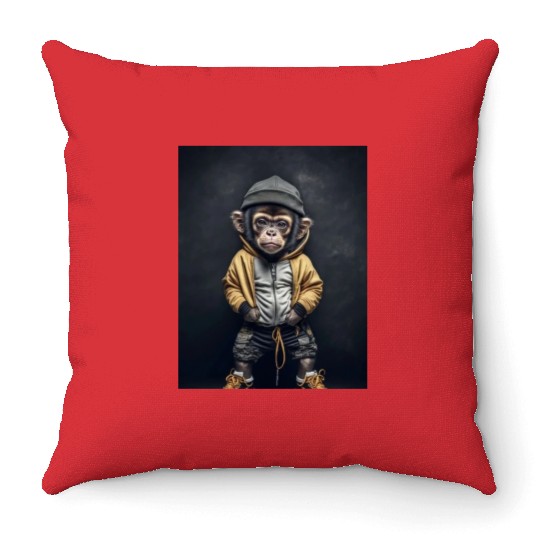 Bully Monkey Throw Pillows