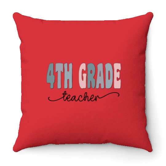 4th Grade Teacher Gift Matching Teacher Squad Throw Pillows