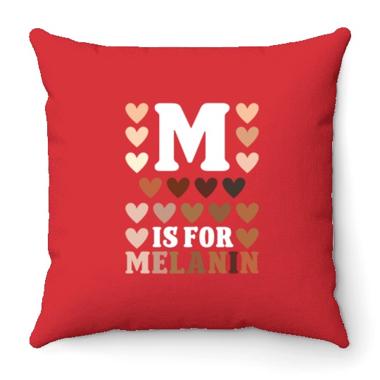 Black history month m for melanin african american Throw Pillows