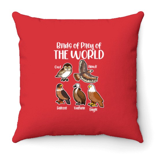 Birds of Prey Of The World Throw Pillows