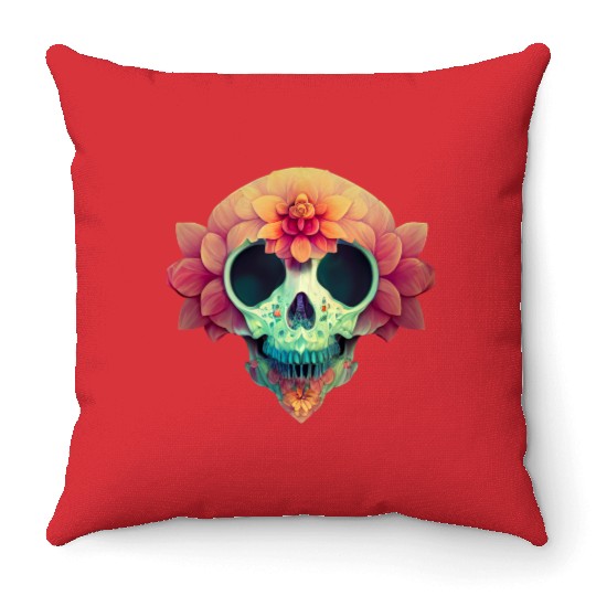 Floral Skull Candy Throw Pillows