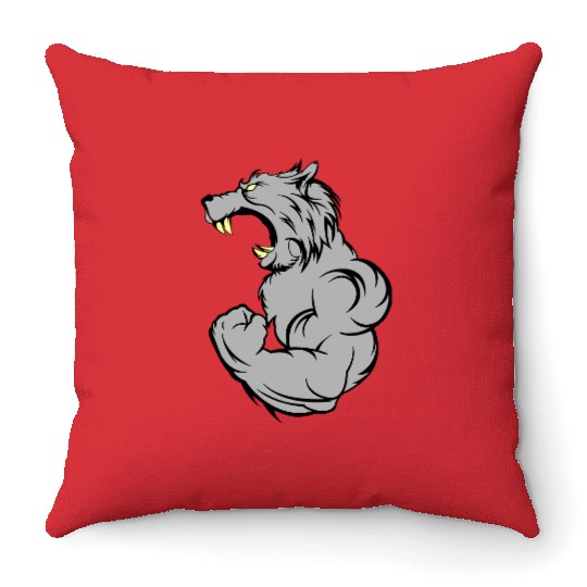 wolf beast 2 Throw Pillows