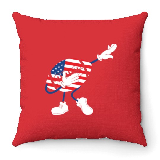 America USA Flag 4th Of July American Football Throw Pillows