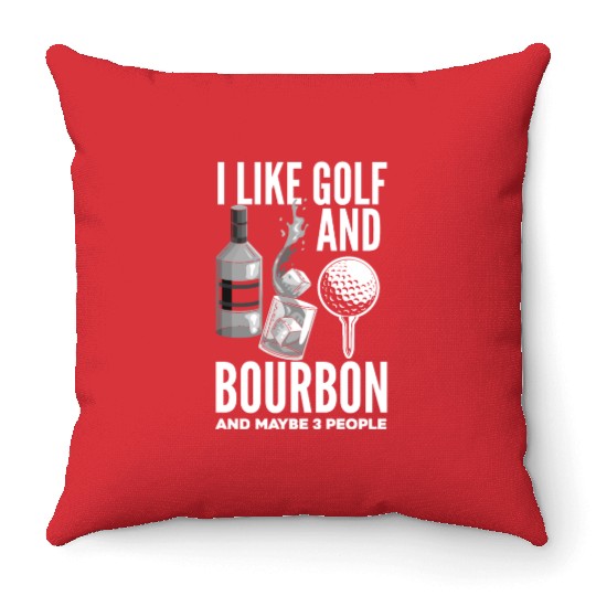 Golf Bourbon Whiskey Gift Golfer Throw Pillows