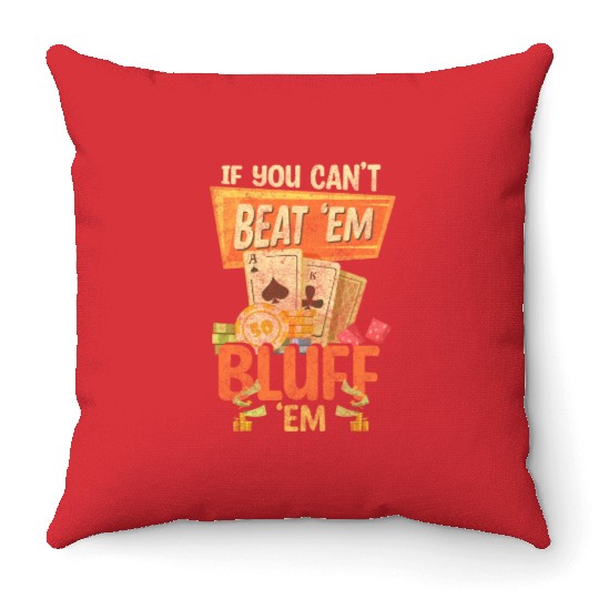 Casino Gamble Poker Face Skat Throw Pillows