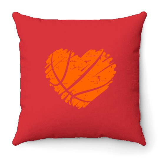 I Love Basketball with Heart Shape Throw Pillows