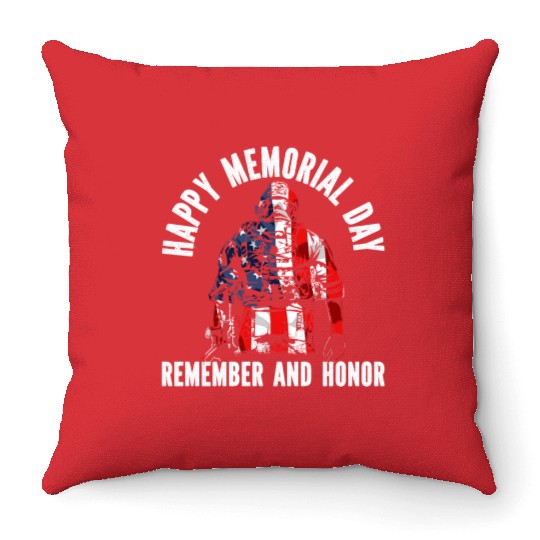 Patriotic Veteran USA Flag American Memorial Day Throw Pillows