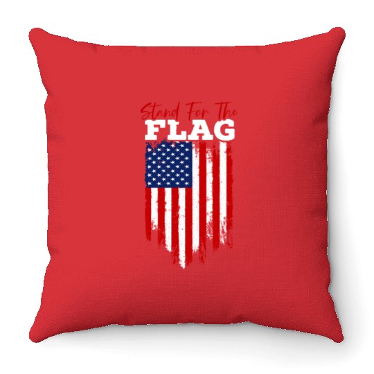 Stand For The Flag Veteran USA Flag Memorial Day Throw Pillows