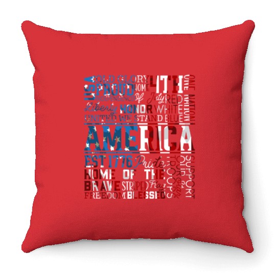 Patriotic Veteran USA Flag American Memorial Day Throw Pillows
