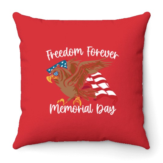 Patriotic Veteran USA Flag American Memorial Day Throw Pillows