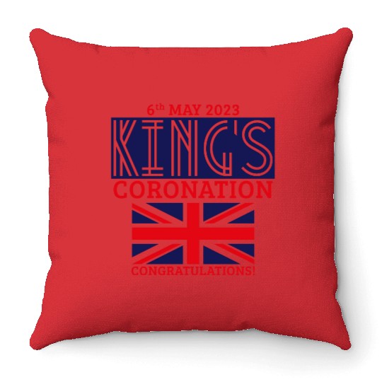King’s Coronation, 6th May 2023 Congratulations, N Throw Pillows