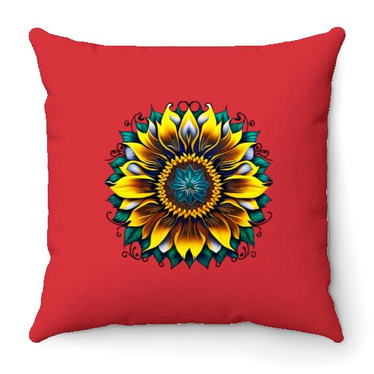 Beautiful Sunflower Flower Throw Pillows