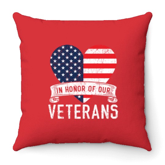 Patriotic Veteran USA Flag American Memorial Day Throw Pillows