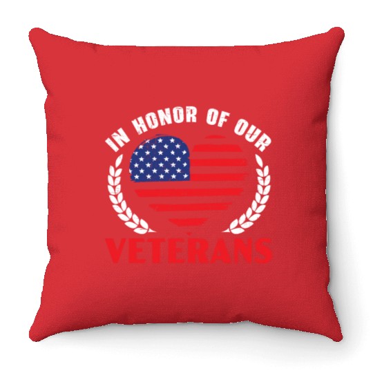 Patriotic Veteran USA Flag American Memorial Day Throw Pillows