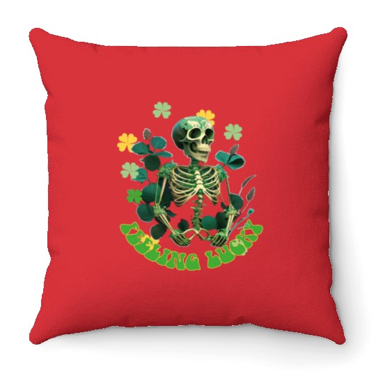 feeling lucky Throw Pillows