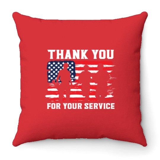 Patriotic Veteran USA Flag American Memorial Day Throw Pillows