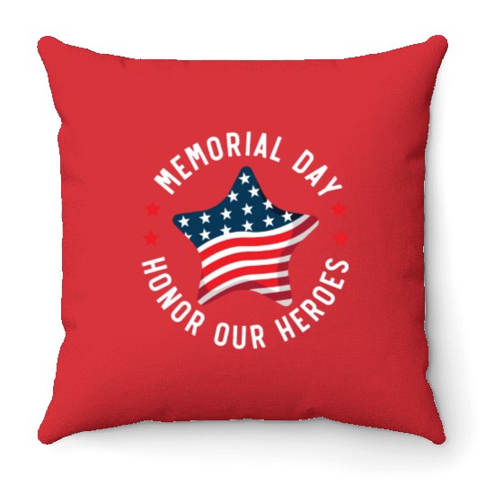 Patriotic Veteran USA Flag American Memorial Day Throw Pillows