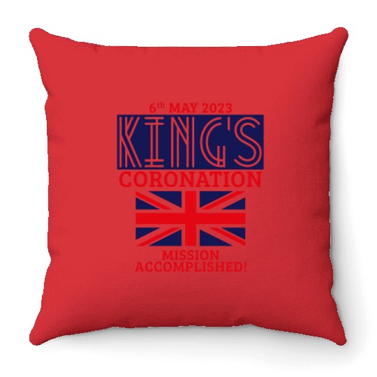 King’s Coronation, Mission Accomplished (Navy) Throw Pillows